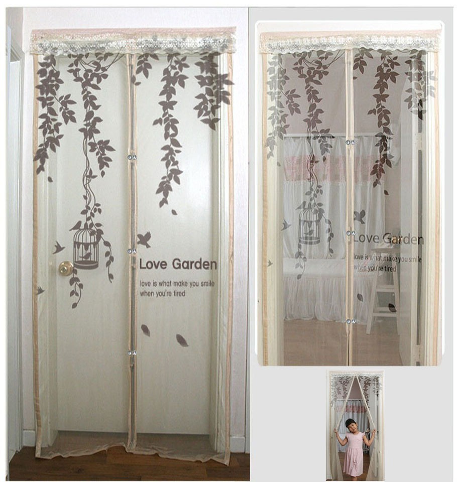 Screen Door Magnetic Creamy Ivory Curtain Home Deco As Seen