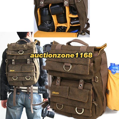 XL Size R6702 Canvas Outdoor Waterpoof DSLR Camera Backpack Bag for 