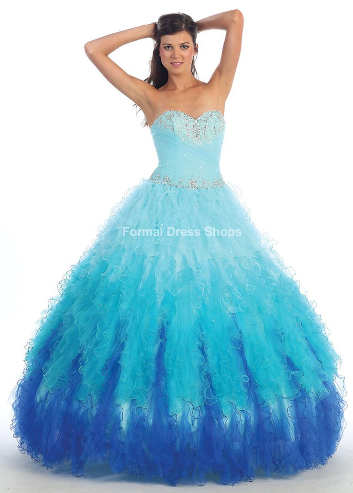 QUINCEANERA PAGEANT BLUE PINK MASQUEARADE BALL GOWN SWEET 16 DRESS 