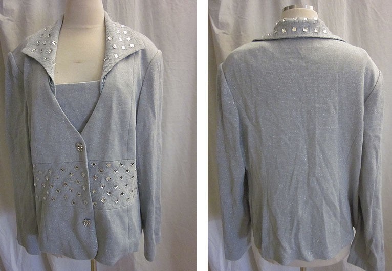 NWT BY DONNA VINCI KNITS RHINESTONES SPARKLING CARRER JACKET TOP SIZE 