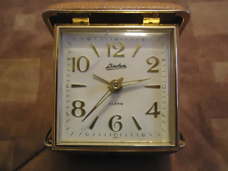 Vintage Linden Travel Wind Up Alarm Clock Brown Made in Japan