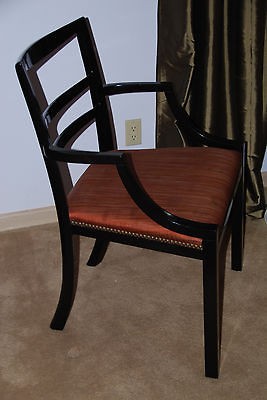 Midcentury Danish modern HENREDON black ebonized arm chairs 4 