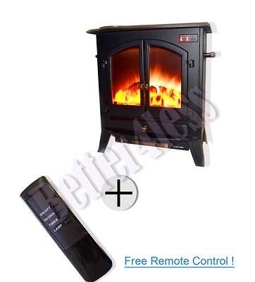 Black Free Standing/Portable Electric Fireplace Heater B 20A1 w/Remote 