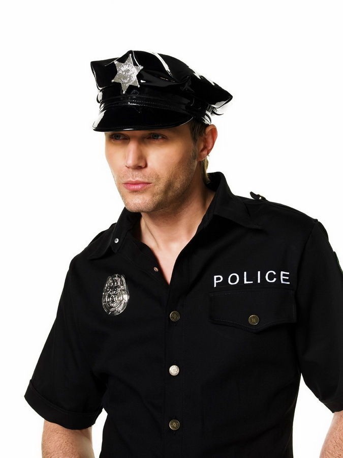   Vinyl Police Officer Cop Hat Adult Costume Hats Accessory BRAND NEW