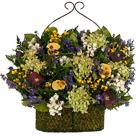 PANSY GARDEN DRIED FLORAL ARRANGEMENT   FLORAL SWAG   FLOWERS 