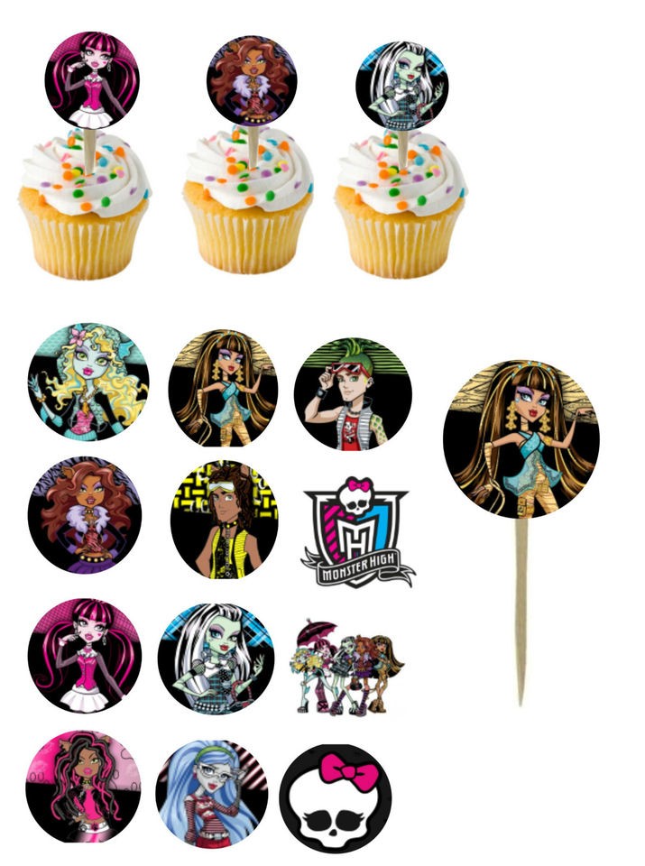 Monster High Cupcake Picks / cupcake toppers/ cake toppers #1 12 