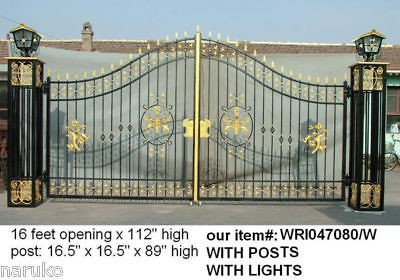   STYLE no casted parts 16ft HAND WROUGHT IRON DRIVEWAY GATES & LARGER