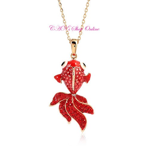 18K Gold Plating with Genuine SWAROVSKI Crystal Red Fish Necklace