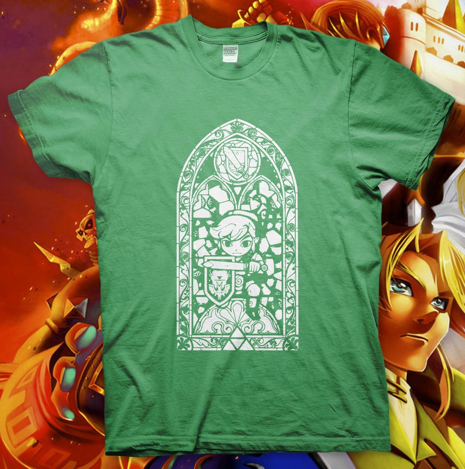 ZELDA   High Quality Cotton T Shirt STAINED GLASS NES SNES Wii 
