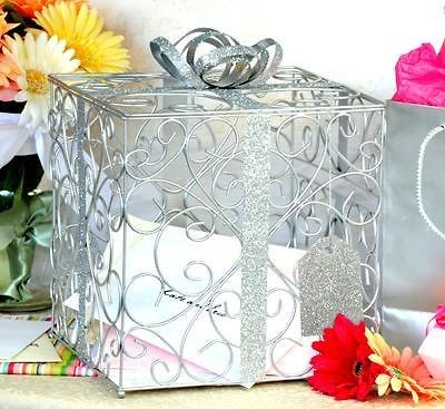Silver WEDDING CARD BOX Reception Gift Card / Money Box