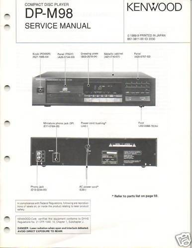 Original Service Manual Kenwood DP M98 CD Player