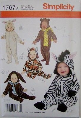   Pattern 1767 Infant Baby Halloween Costumes Bunny Bear Dog Sizes XS L