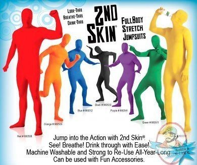 2nd Skin Full Body Suit Second Stretch Red purple black blue green 