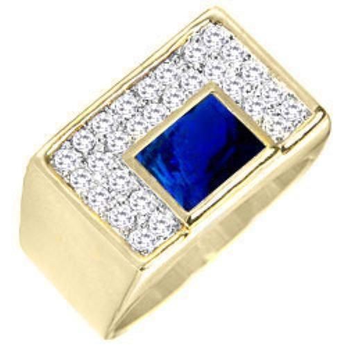  10,11 Jewelry Mans Blue Sapphire 10KT Yellow Gold Filled Ring Gift