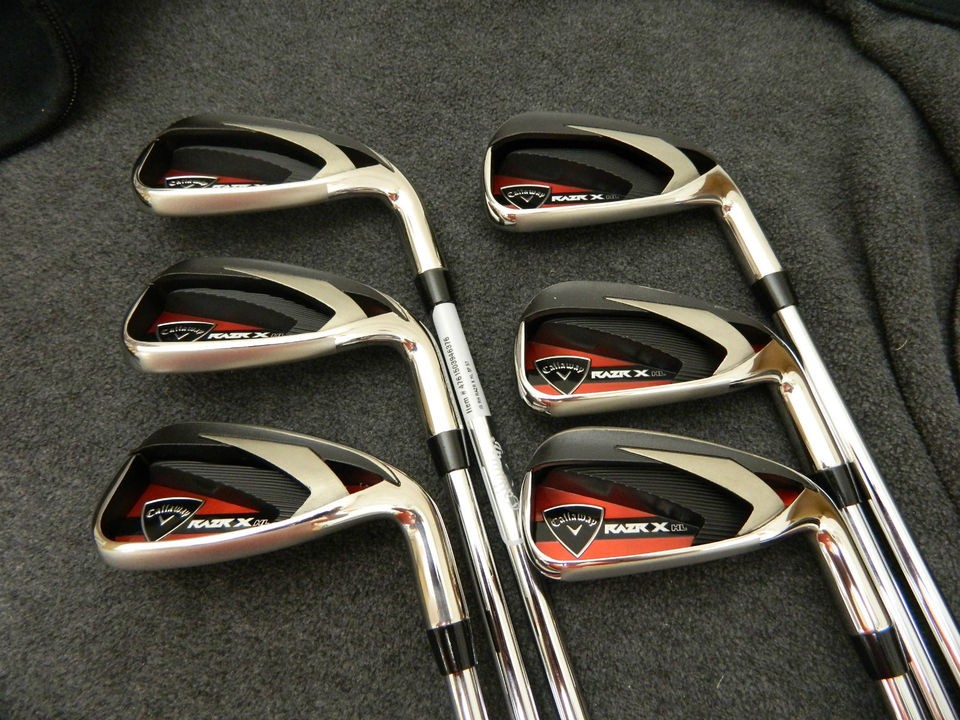 NEW 2012 CALLAWAY RAZR X HL IRON SET 5 PW STEEL UNIFLEX SHAFTS IRONS 