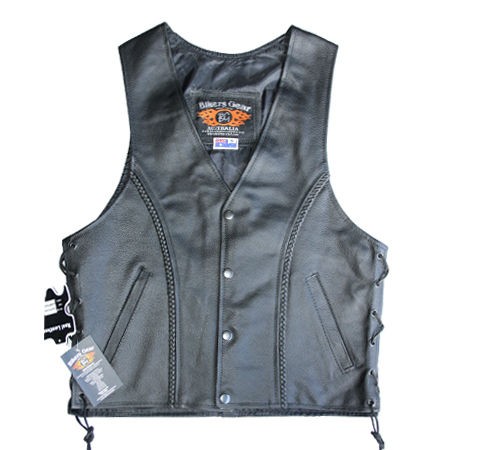   TRIM LEATHER CHOPPER VEST FULLY LINED HARLEY MOTORCYCLE BIKERS