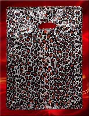  100 PC Leopard Print Fashion Poly/Plastic Retail Shopping Gift Bag NEW