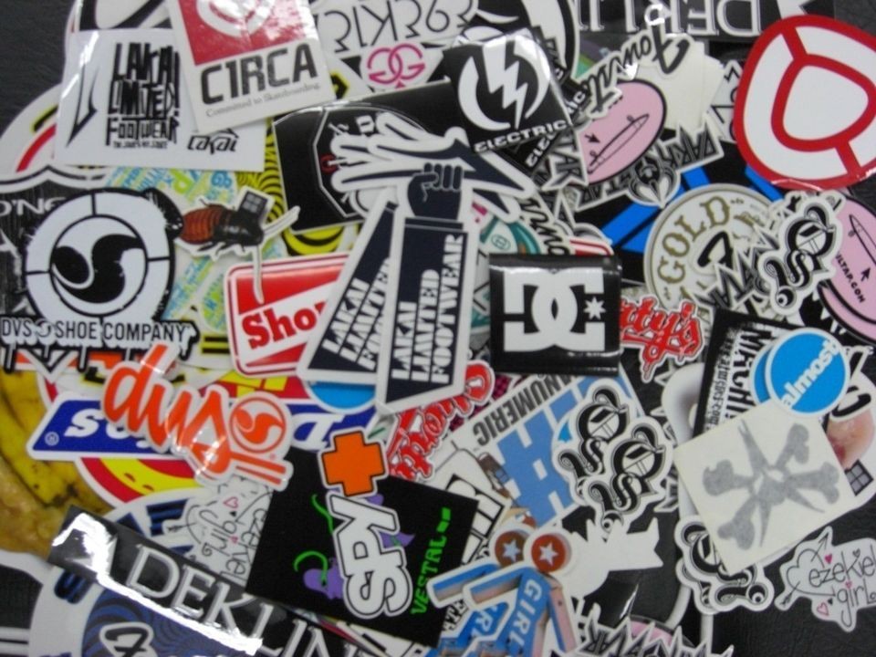 30 Skate Decal Stickers Lot   Volcom, OBEY, RVCA, KREW, DC, ZOO YORK 