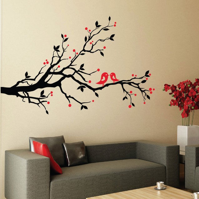 Blossom Flower Tree Birds Vinyl Art Wall Stickers / Wall Decals / Wall 