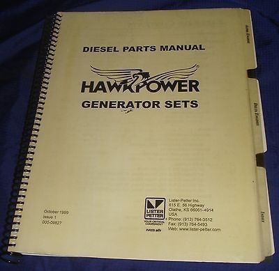 LA012 Lister Petter Hawkpower Generator Sets Diesel Parts Manual