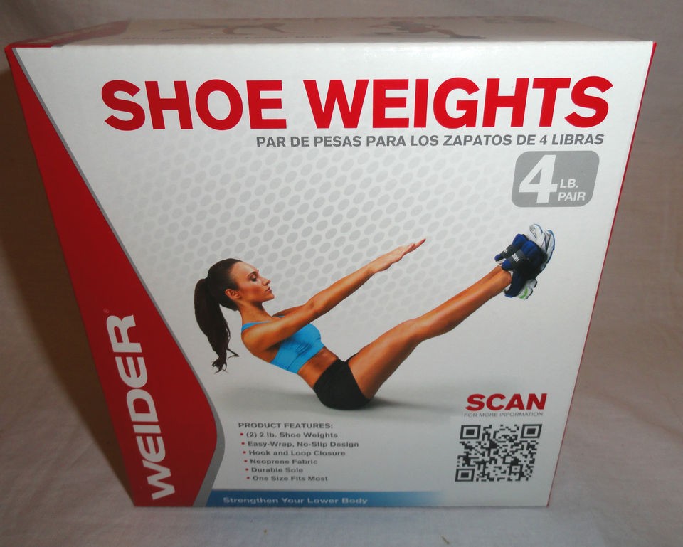 WEIDER 4LB PAIR SHOE WEIGHTS EASY WRAP NO SLIP HOOK & LOOP CLOSURE 