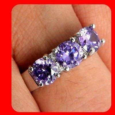   Fashion Jewelry Amethyst White Gold 14K GP engagement ring SIZE 6.5