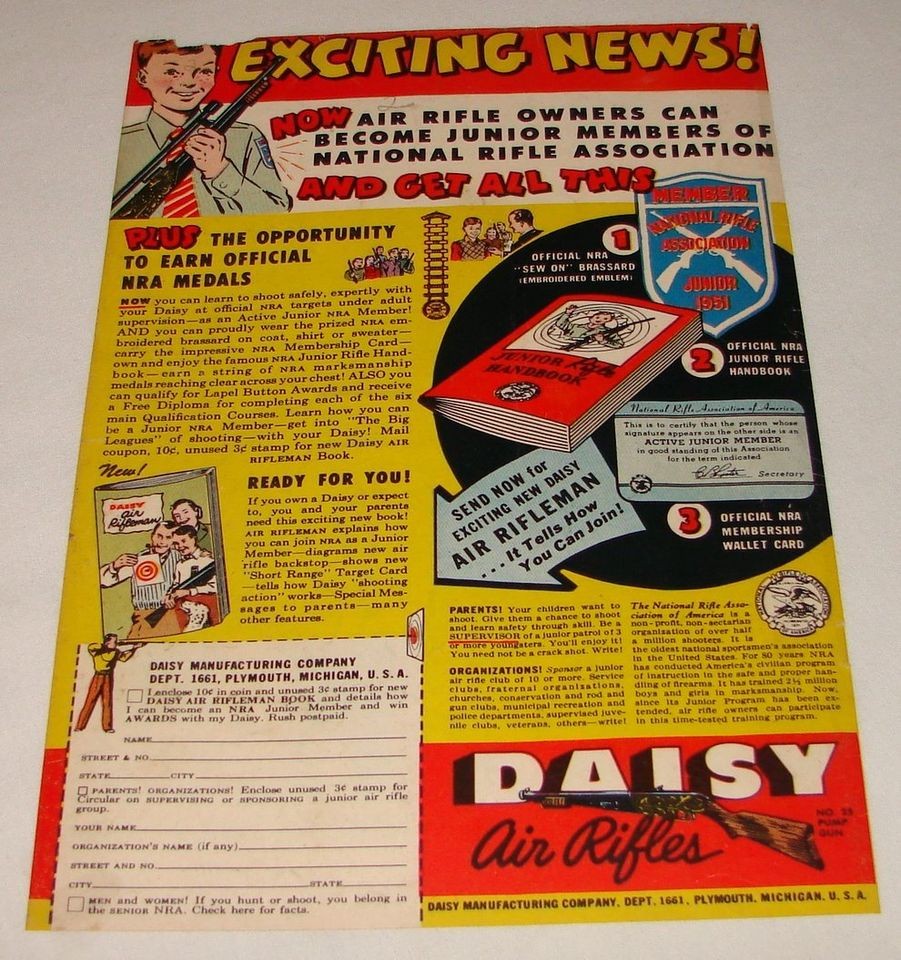 1951 Daisy bb gun air rifle ad ~ JUNIOR NRA
