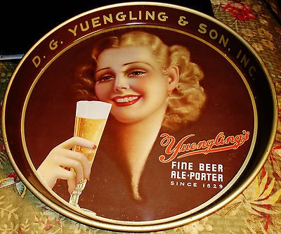 VINTAGE D G YUENGLING & SON BEER TRAY POTTSVILLE PA YOUNG GIRL