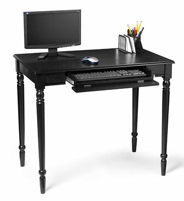 French Country Black Wood Office Computer Desk Table