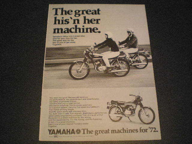 1972 Yamaha 100cc LS 2 Street Bike Motorcycle Ad
