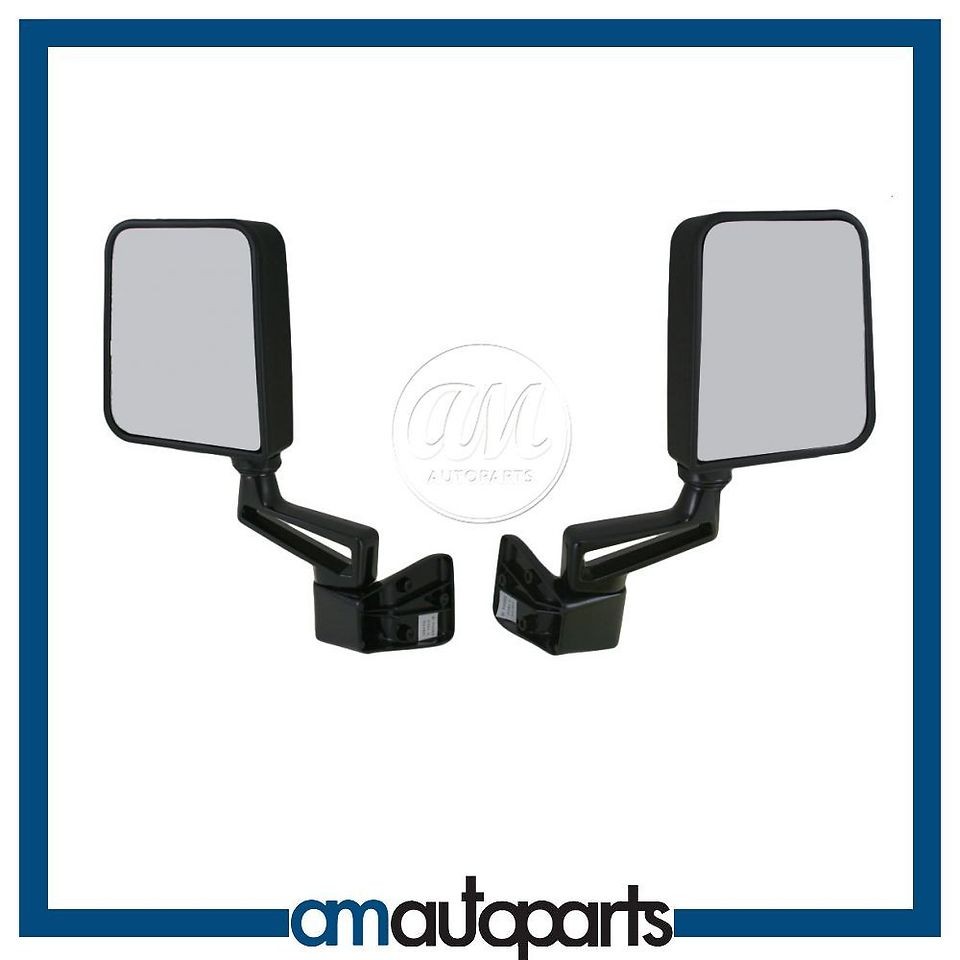 87 02 Jeep Wrangler Black Manual Side View Door Mirrors Left & Right 