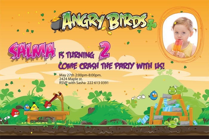 Personalized Angry Birds Birthday Invitations u print Custom Design 