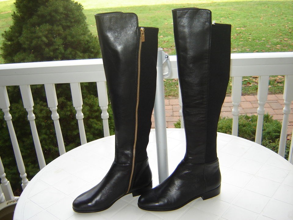 MICHAEL KORS BLACK LEATHER BROMLEY RIDING BOOTS NEW 6