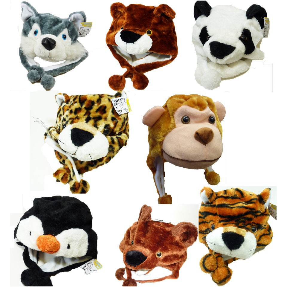One Size Fits Most Plush Winter Animal Hats  Your Choice NEW