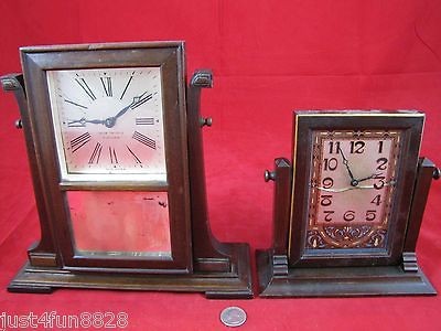 Set of 2 Art Deco Seth Thomas & New Haven Wooden Clock