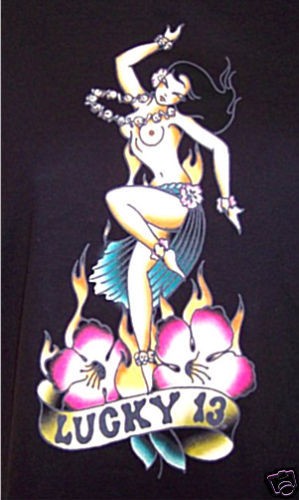 LUCKY 13 WOMENS Fire Dancer Black Shirt size X LARGE