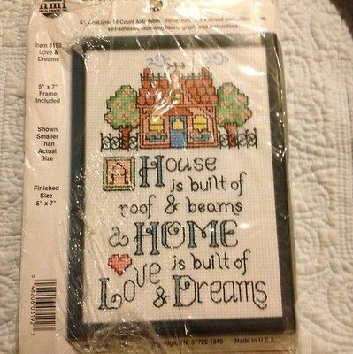   Is Built Of Room & Beams Cross Stitch Kit & Frame 5 X 7 Love & Dreams
