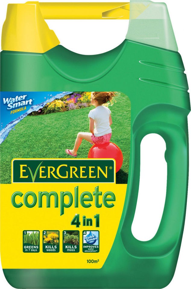 EVERGREEN COMPLETE 4 IN 1 SPREADER LAWN WEED & FEED   COVERAGE 100m2