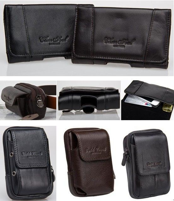 Waist/Fanny Bags Pack Mobile Genuine Leather Pocket Pouch Belt Loops 