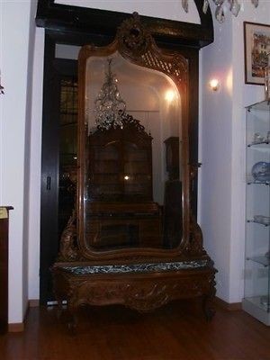 GREAT CARVED ITALIAN ANTIQUE ESTATE FRESH CARVED HALL MIRROR 12IT053