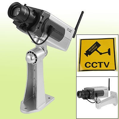Ceiling Wall Battery Operated Fake Security Camera Black Silver Tone