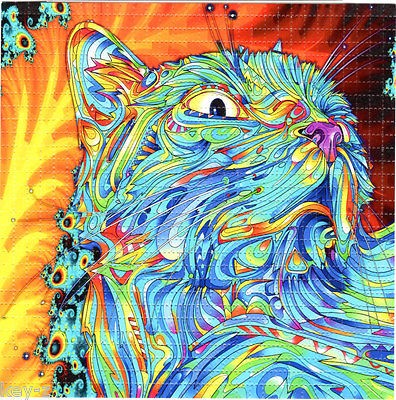 crystal cat blotter art perforated psychedelic  
