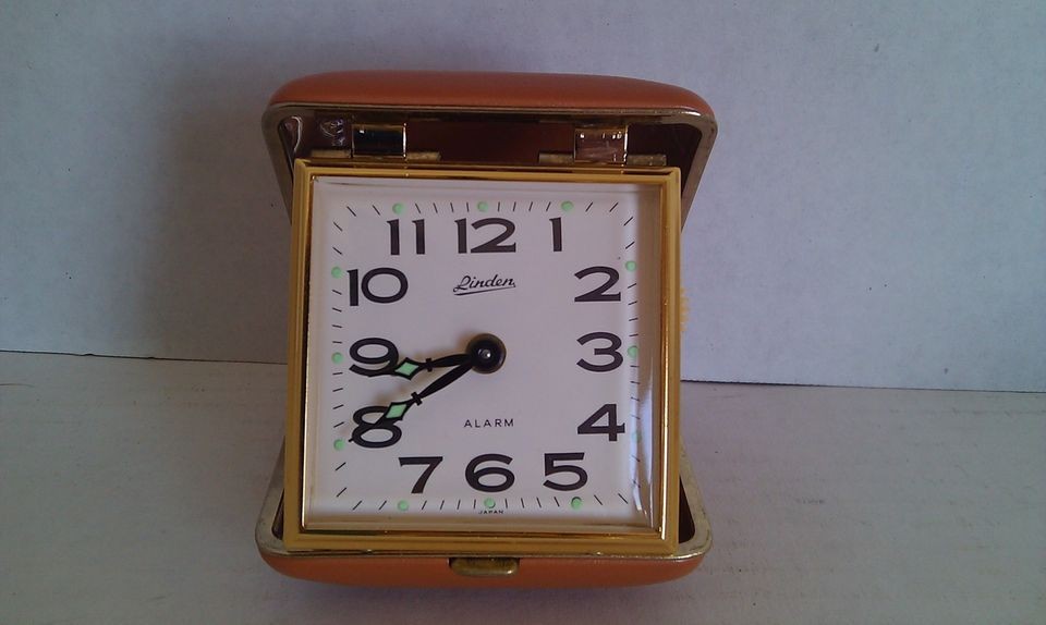 vintage linden travel alarm clock japan in case time left