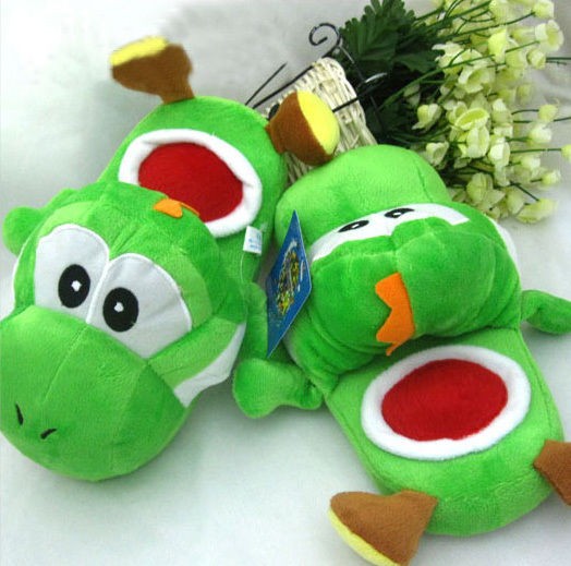Super Mario Bros Yoshi Plush Ver. Slippers Soft Warm Shoes Green Adult 