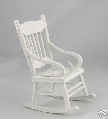 dollhouse miniature classic white rocking chair  6