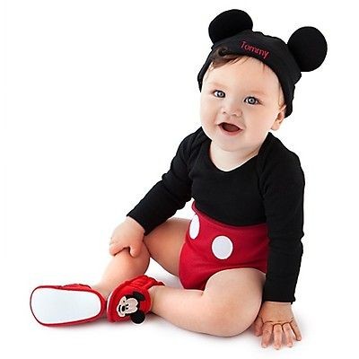 MiCkEy MoUSe~ORGANIC COTTON~Costume​~ONESIE+HAT Cap +EARS~NWT~0 24 