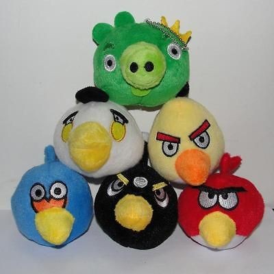 Color Angry Birds + 1pc Green Pig Stuffed Plush Toy Set 3 Dolls