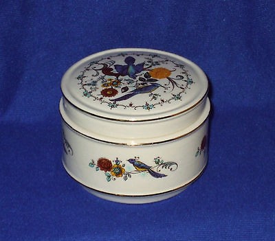 Vintage Sadler Pottery China England Blue Bird Round Trinket Box 