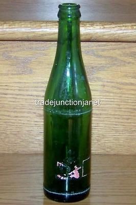 1968 USA MOUNTAIN DEW HILLBILLY 10 oz GREEN GLASS SODA BOTTLE