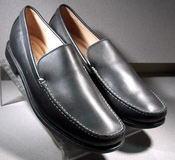   & Murphy Mens Shoes Black Leather Ainsworth Venetian Loafers 9.5M